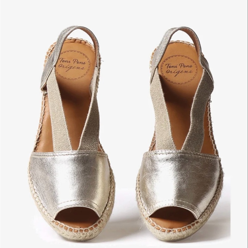 Toni Pons Tiede gold espadrille size 37/7 never worn!